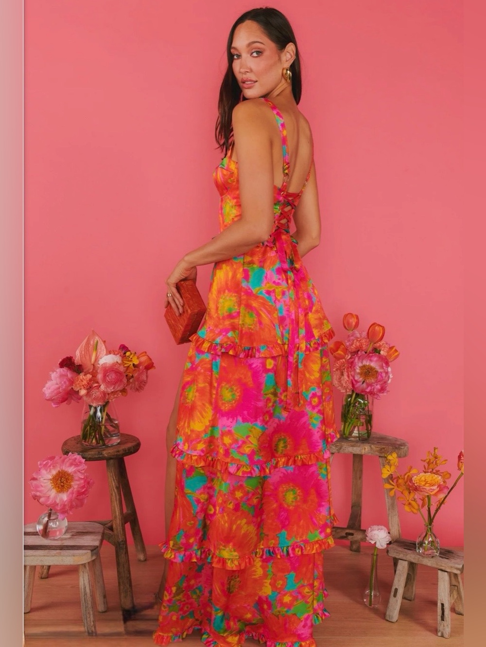 Show Me Your MuMu Lady Corset Maxi Dress Sz L - Picture 5 of 9